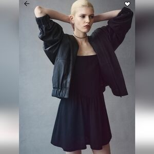 H&M Linen Blend Flared Skirt Black Dress